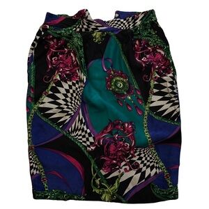 Vibrant Vintage Pat Argenti Multicolor Silk Skirt with Bold Patterns